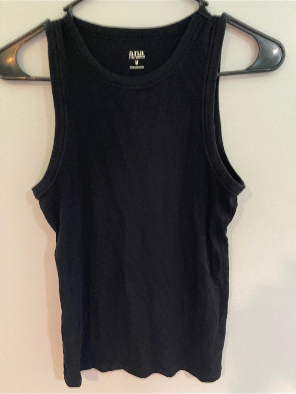 a.n.a Black Ribbed Crew Tank